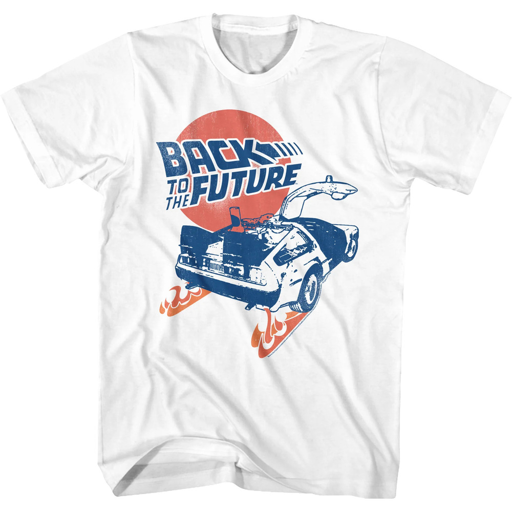 Distressed Fire Tracks Back To The Future Tshirt